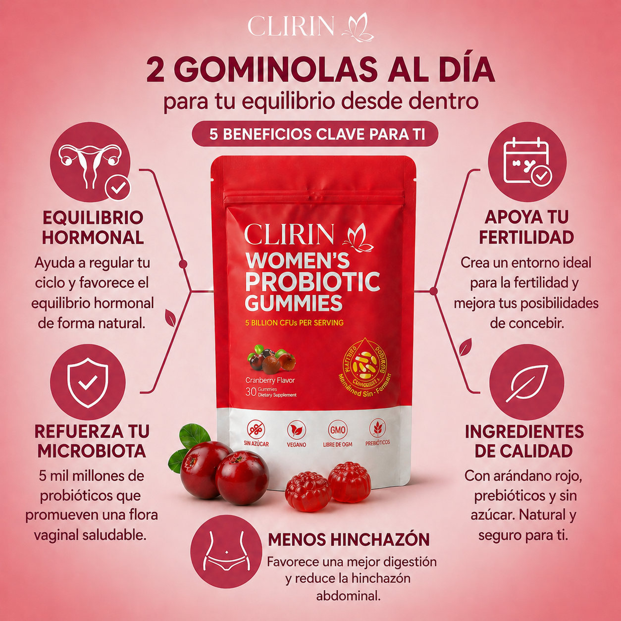 Clirin™ Gominolas Probióticas Balance Hormonal